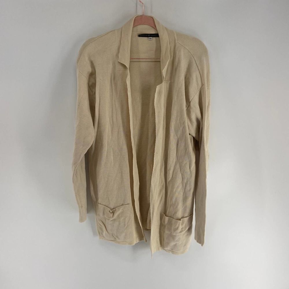 Peruvian Connection Yellow Open Front Cardigan pima cotton womens small